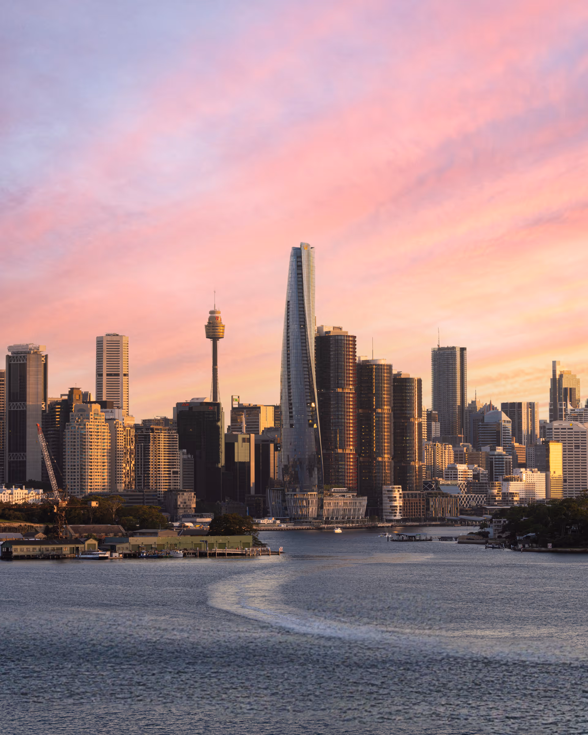 Barangaroo Waterfront Sydney at sunset